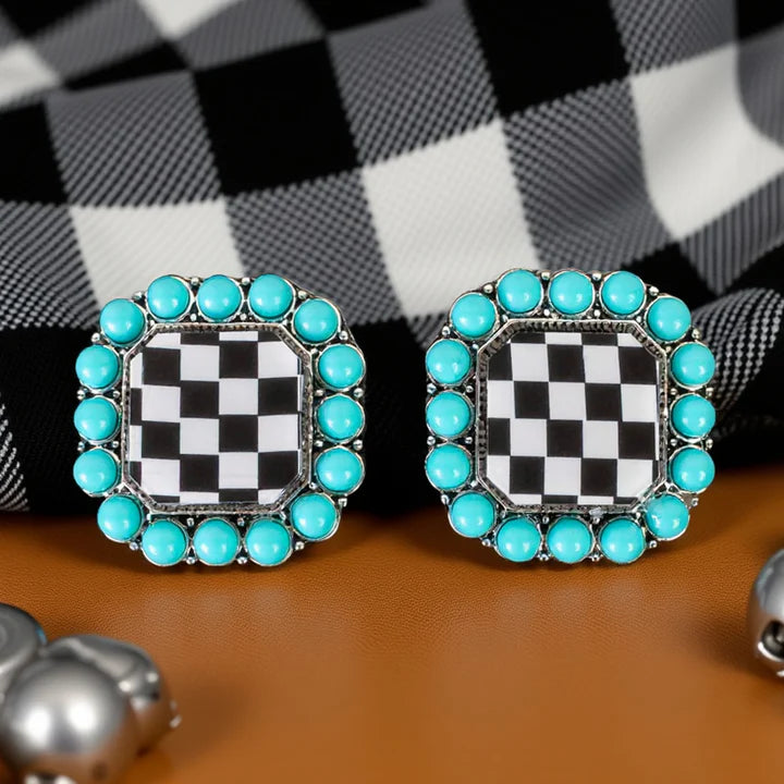 Checker Print Earrings